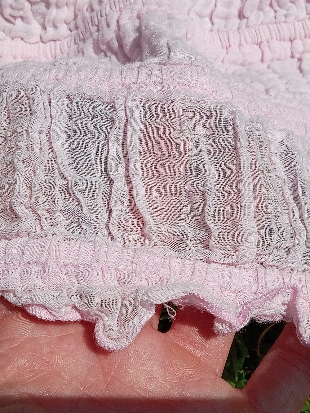 FP Coastal Cottage Smocked Gauze Crop Top Blush Pink Boho Beach Fairy Coquette M - Picture 6 of 8